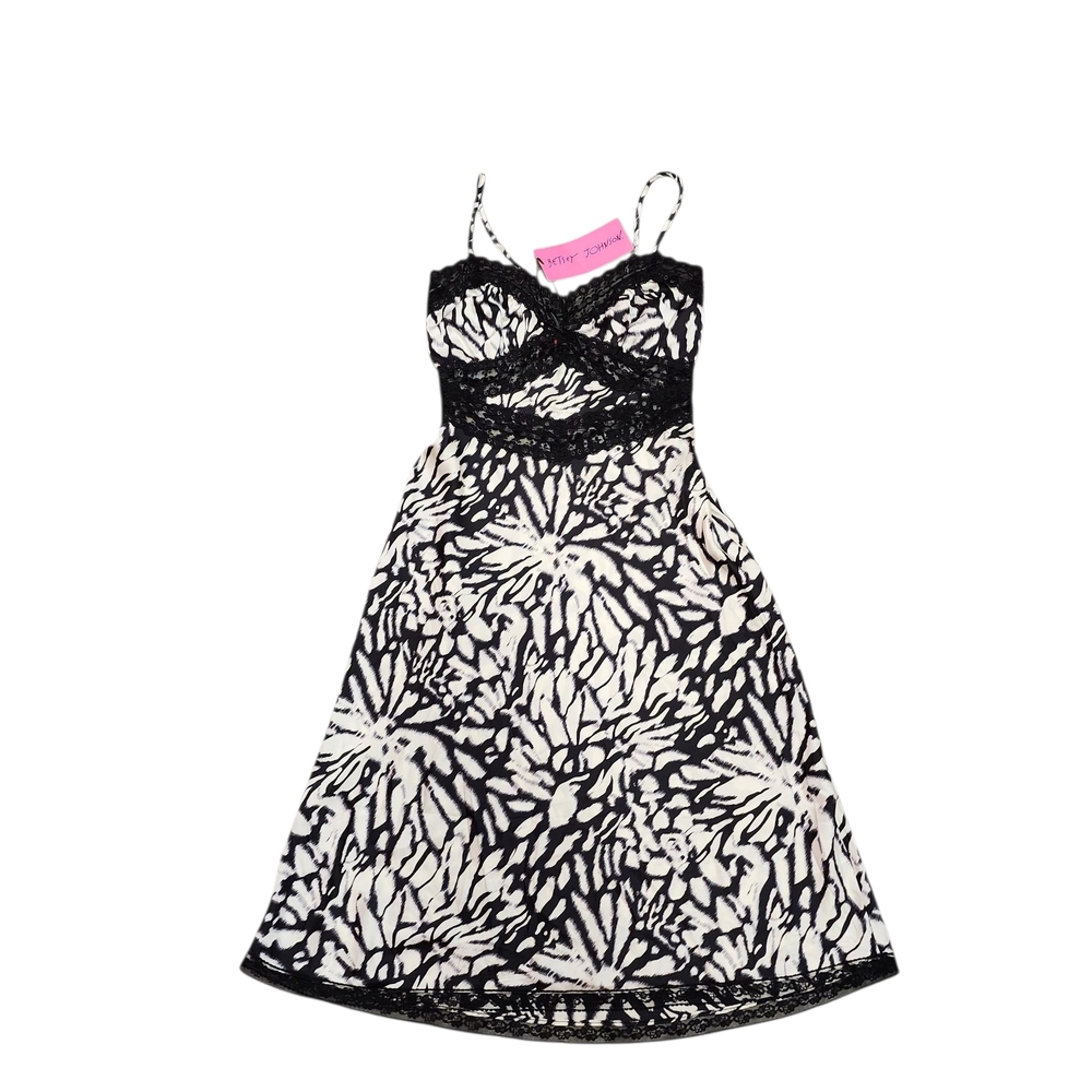 Betsey Johnson Black and White Floral Slip Dress
